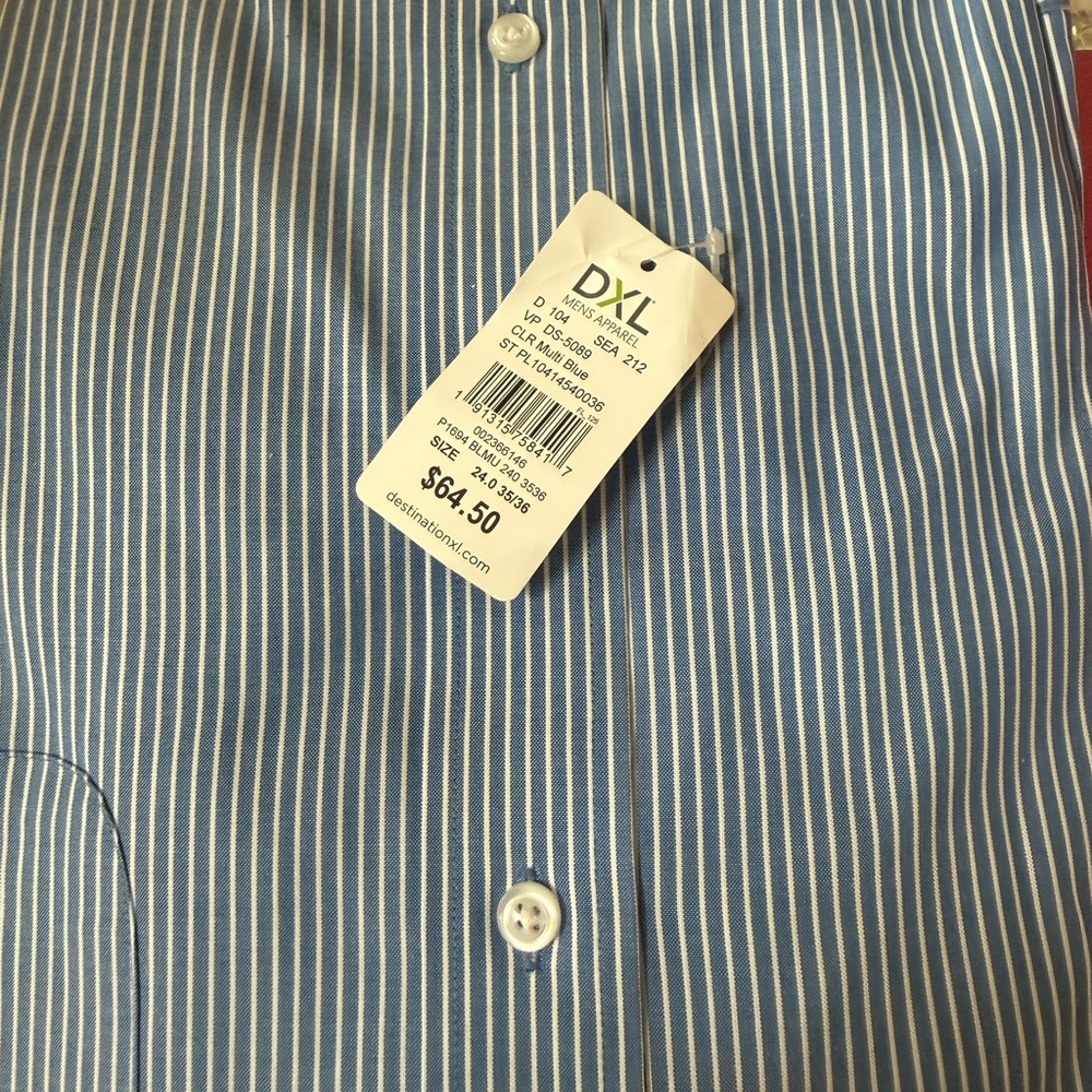 DXL Size 6 Blue Striped Men's Shirt - Picture 15 of 15